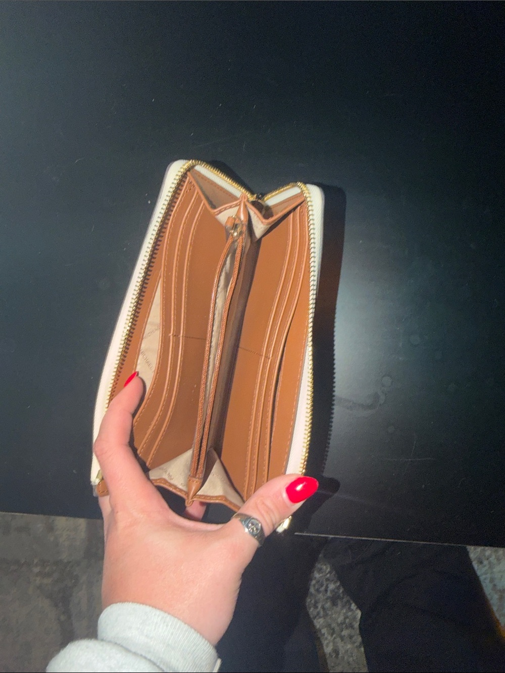Michael Kors Beige Signature MK Zip Wallet with Gold Hardware - Picture 3 of 3
